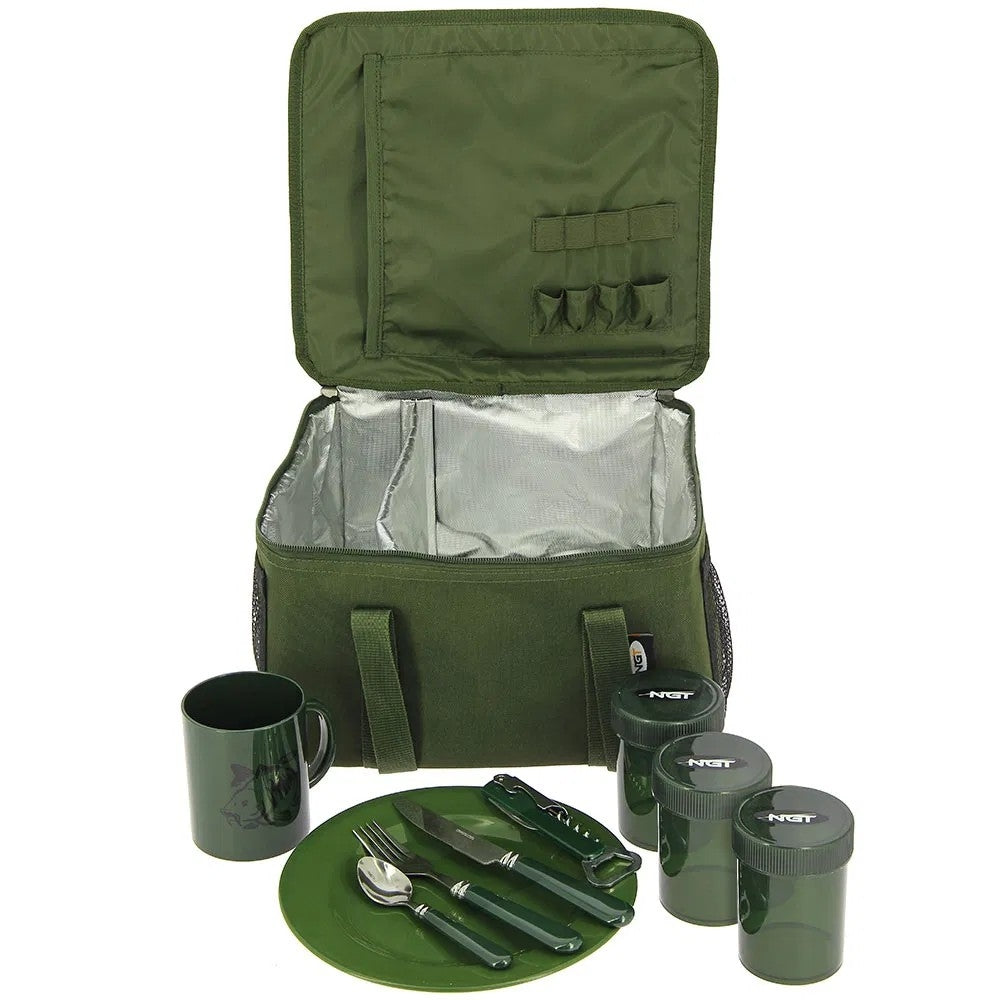 NGT Food and Brew Kit Bag - Insulated Bag with Cutlery, Mug, Pots and Plate